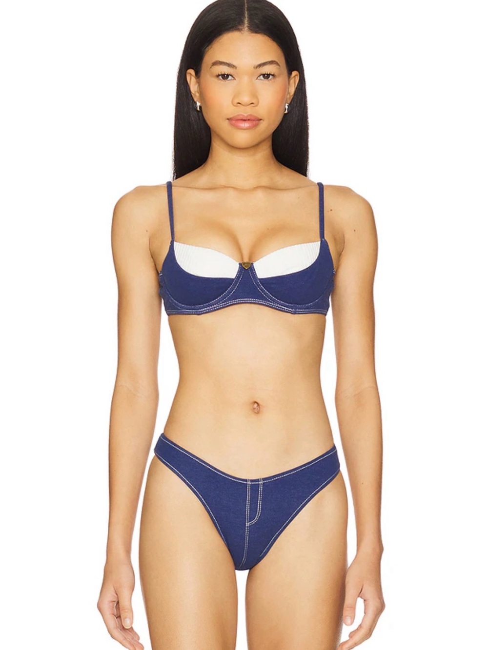 Frankies Bikinis X Bella Hadid Jolene Bikini Top in Summer Denim size xl